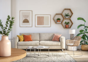 Bohemian living room interior - 3d render